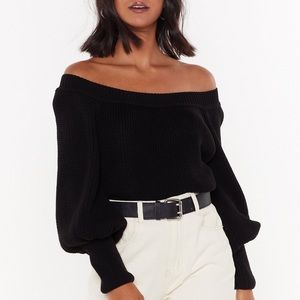 Off-the-shoulder Sweater with Balloon Sleeves
